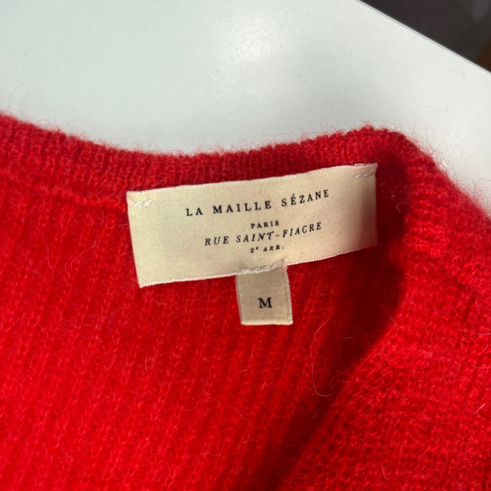Sezane Barry Cardigan Women's M Reversible Red Mohair Alpaca V-Neck Oversized - Picture 3 of 14